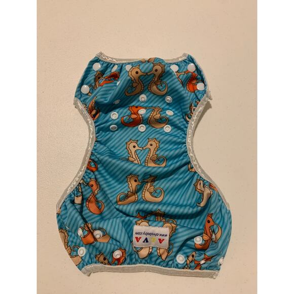 Alva Baby Adjustable Diaper Seahorse Novelty Print Swim Diaper Reusable Bright - Picture 4 of 6